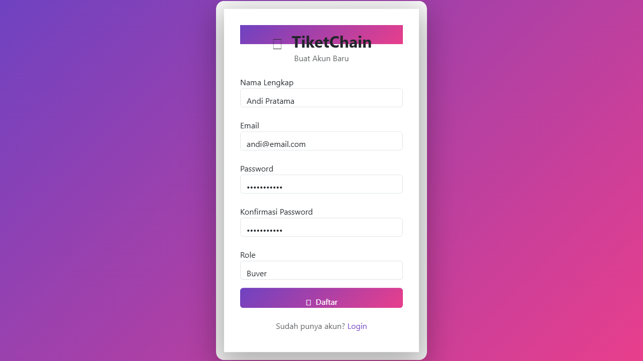 Blockchain & Smart Contract Ticketing System - Screenshot 2