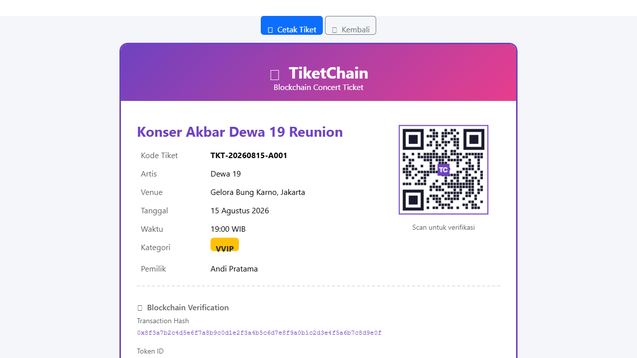 Blockchain & Smart Contract Ticketing System - Screenshot 10